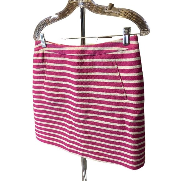 Halogen Pink White Striped Tweed Straight Short Skirt Sz 10 - Picture 3 of 6